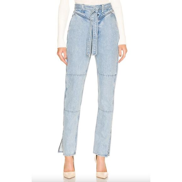 Rag & Bone Mia Yoke 100% Cotton Light Wash Paper Bag Waist Jeans • Size 24 - Picture 1 of 3